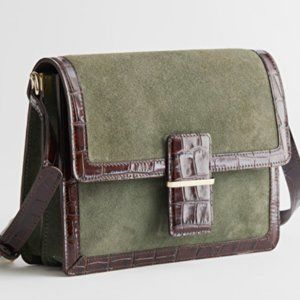 & Other Stories Green Suede Crossbody Purse